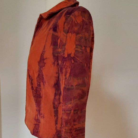 Suede leather Jacket rodeo cowgirl western equestrian orange purple small 4 6 8 - Picture 3 of 6